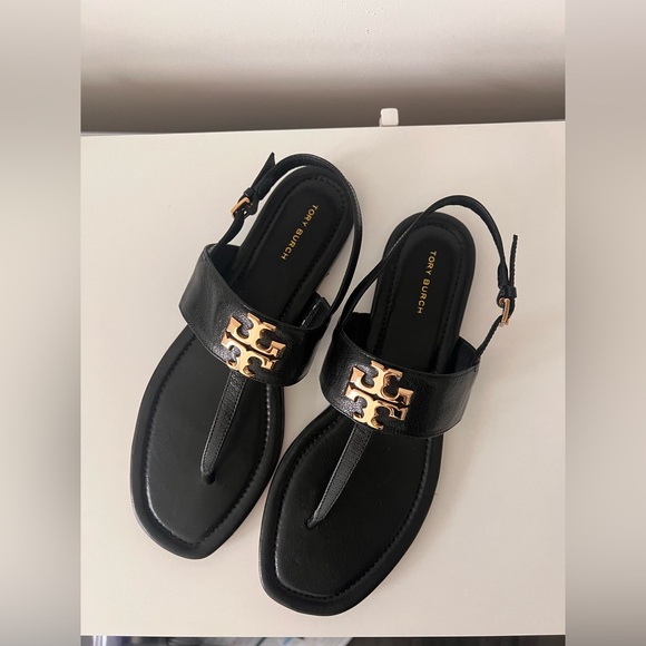 Tory Burch Black Sandals with Gold hardware NWT - Picture 8 of 11